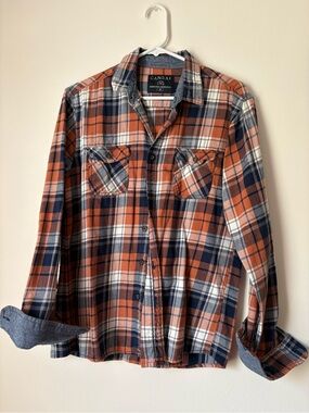 AND Orange, Navy & White Plaid Button-Down Shirt